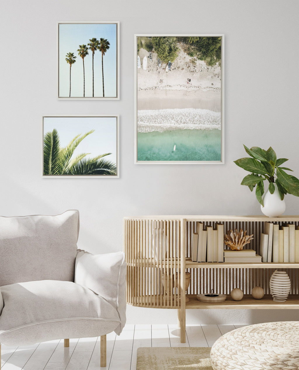 Sylvie Tropical Beach Framed Canvas Set