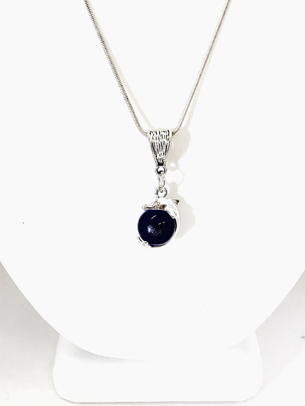 Dolphin Necklace, Dolphin And Blue Ball Necklace, Spinning Dolphin Ball Necklace, Beach Jewelry, Beach Life Jewelry, Dolphin Lover Gift