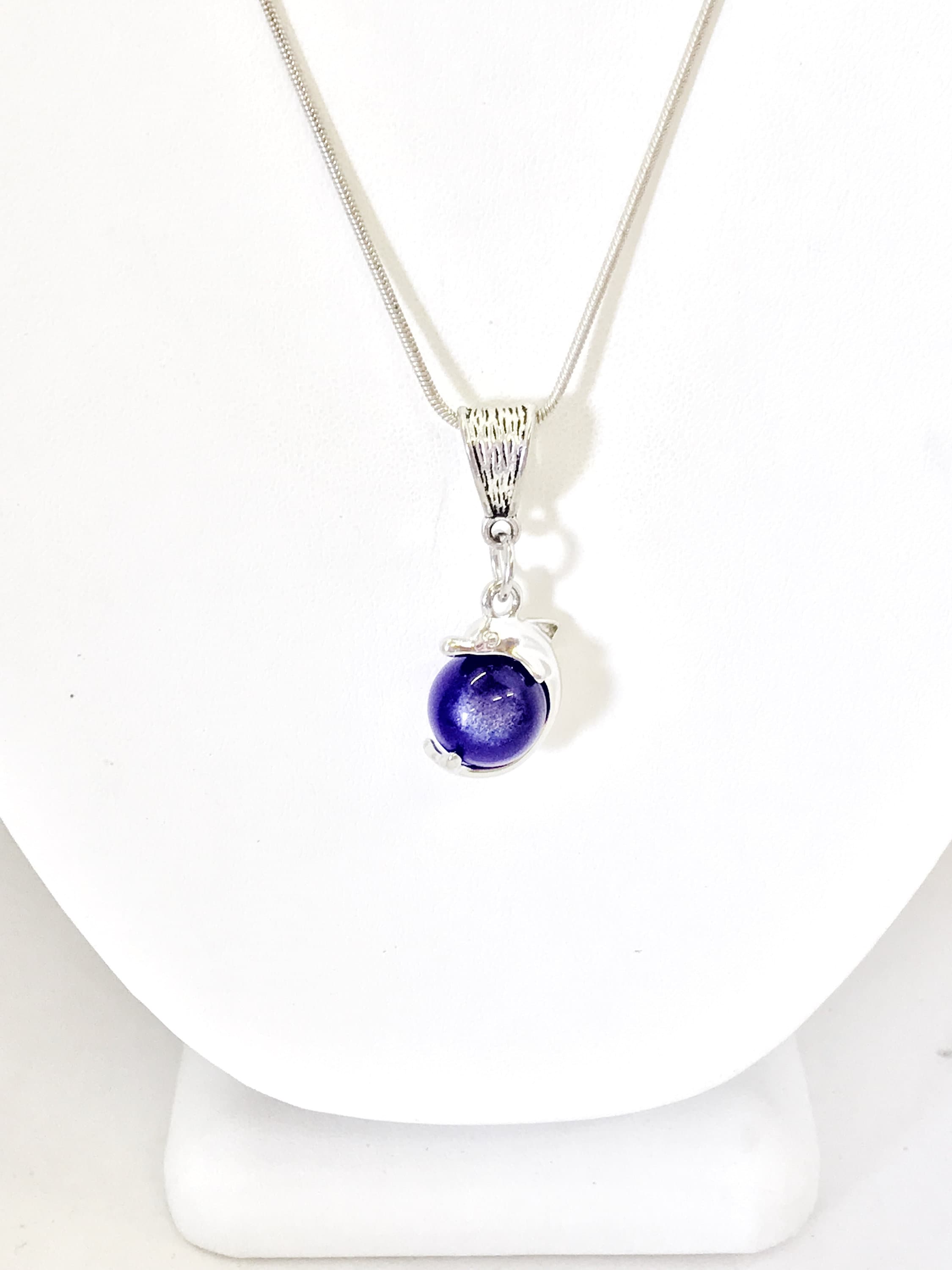 Dolphin Necklace, Dolphin And Blue Ball Necklace, Spinning Dolphin Ball Necklace, Beach Jewelry, Beach Life Jewelry, Dolphin Lover Gift